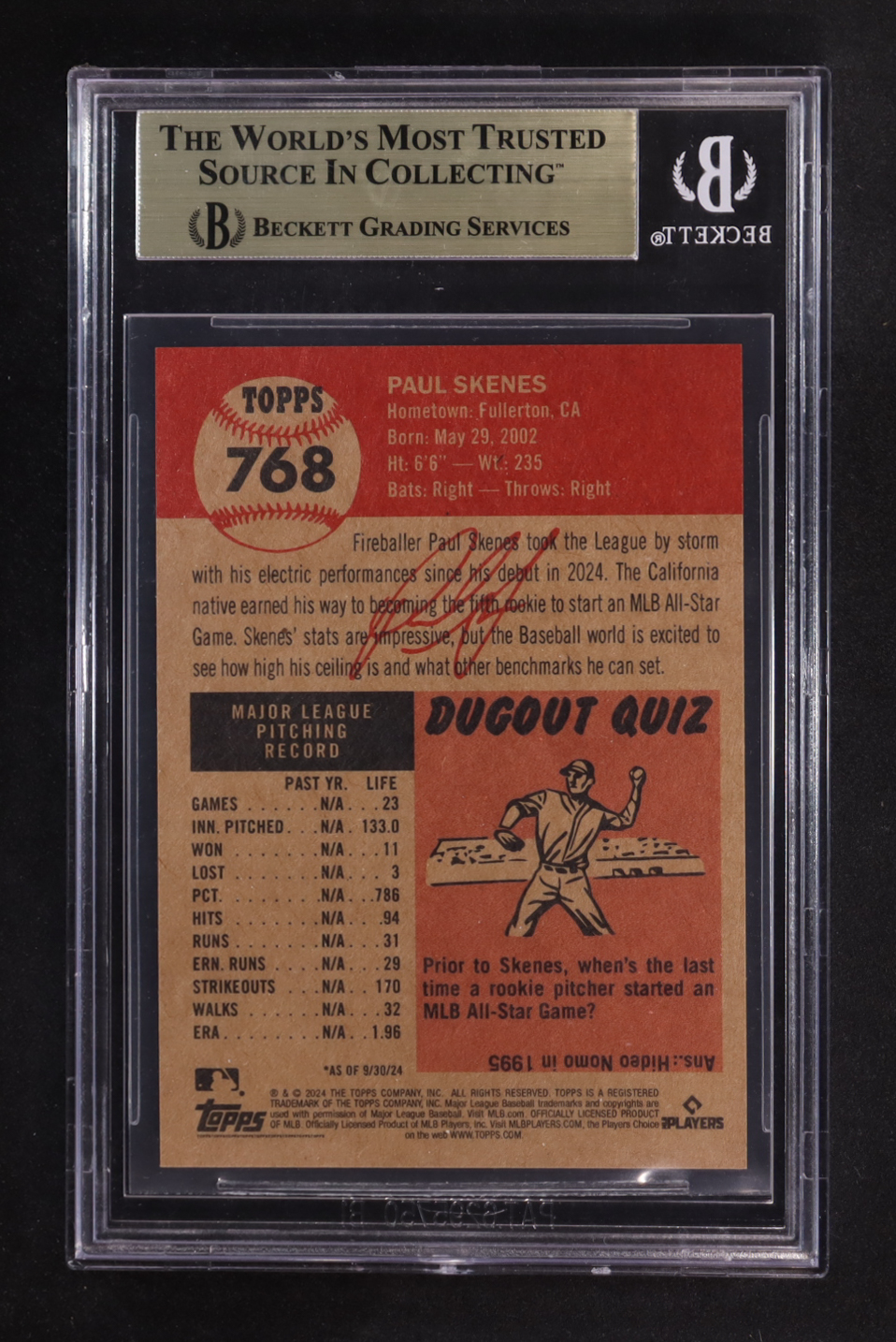 Paul Skenes 2024 Topps Living #768 RC (BGS 9.5) at PristineAuction.com Paul Skenes 2024 Topps Living #768 RC (BGS 9.5) at PristineAuction.com