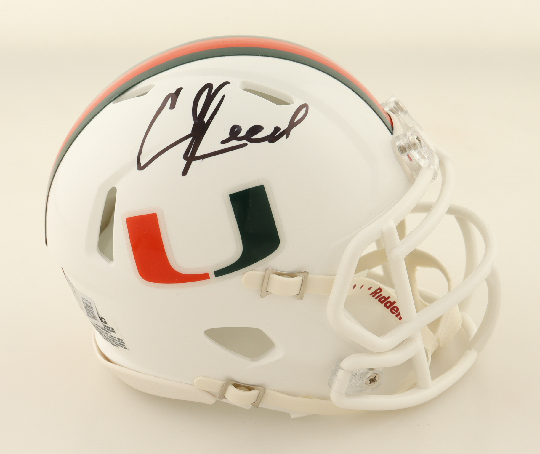 Ed Reed Signed Miami Hurricanes Mini Helmet (Beckett) at PristineAuction.com Ed Reed Signed Miami Hurricanes Mini Helmet (Beckett) at PristineAuction.com