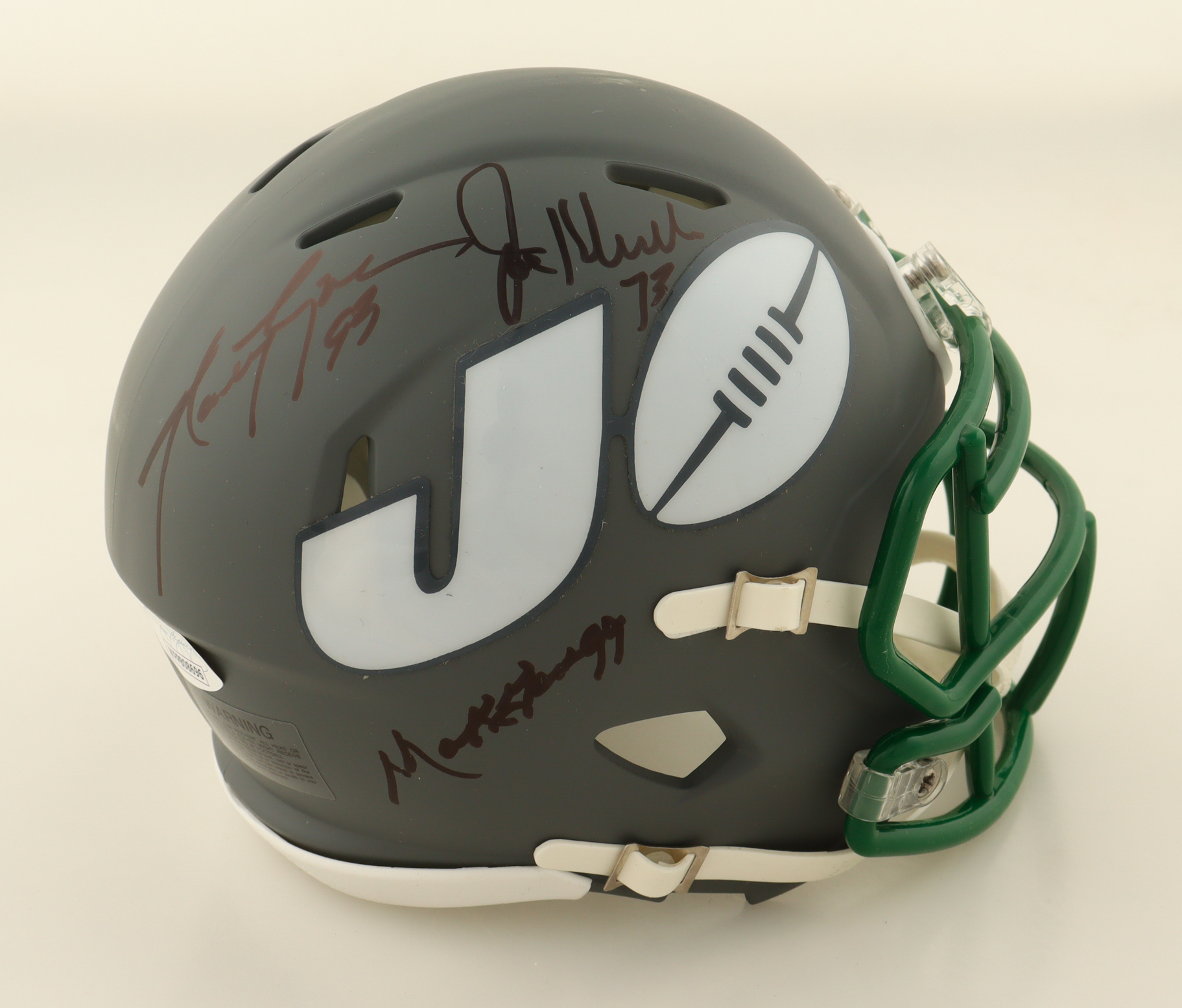 Jets "Sack Exchange" AMP Speed Mini Helmet Signed by (4) with Mark Gastineau, Joe Klecko, Marty Lyons & Abdul Salaam (JSA) at PristineAuction.com Jets "Sack Exchange" AMP Speed Mini Helmet Signed by (4) with Mark Gastineau, Joe Klecko, Marty Lyons & Abdul Salaam (JSA) at PristineAuction.com