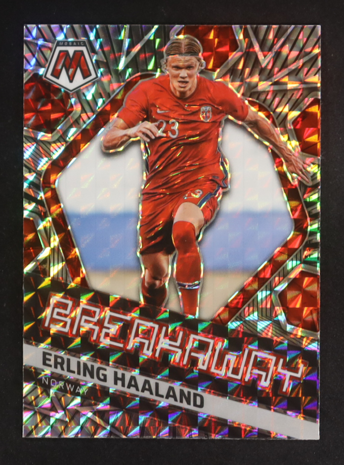 Erling Haaland 2021-22 Panini Mosaic Road to the FIFA World Cup Qatar Breakaway Mosaic #29 at PristineAuction.com Erling Haaland 2021-22 Panini Mosaic Road to the FIFA World Cup Qatar Breakaway Mosaic #29 at PristineAuction.com