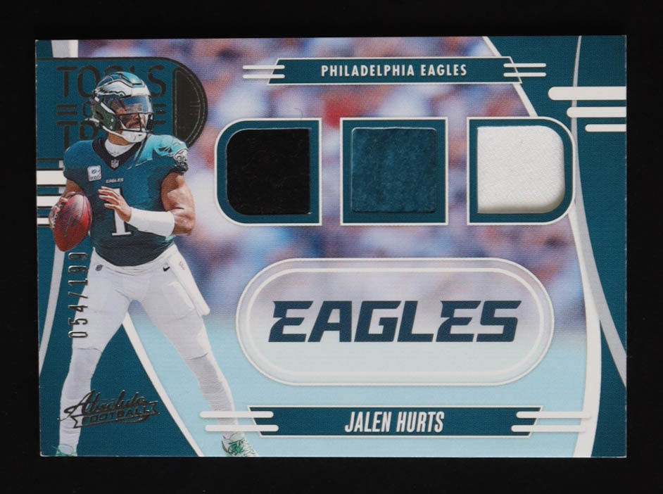 Jalen Hurts 2025 Absolute Tools of the Trade Triple #7 #054/199 at PristineAuction.com Jalen Hurts 2025 Absolute Tools of the Trade Triple #7 #054/199 at PristineAuction.com
