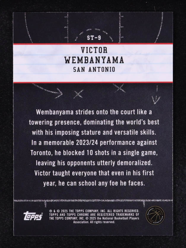 Victor Wembanyama 2024-25 Topps Chrome Show and Tell Blue Basketball Refractors #ST9 at PristineAuction.com Victor Wembanyama 2024-25 Topps Chrome Show and Tell Blue Basketball Refractors #ST9 at PristineAuction.com