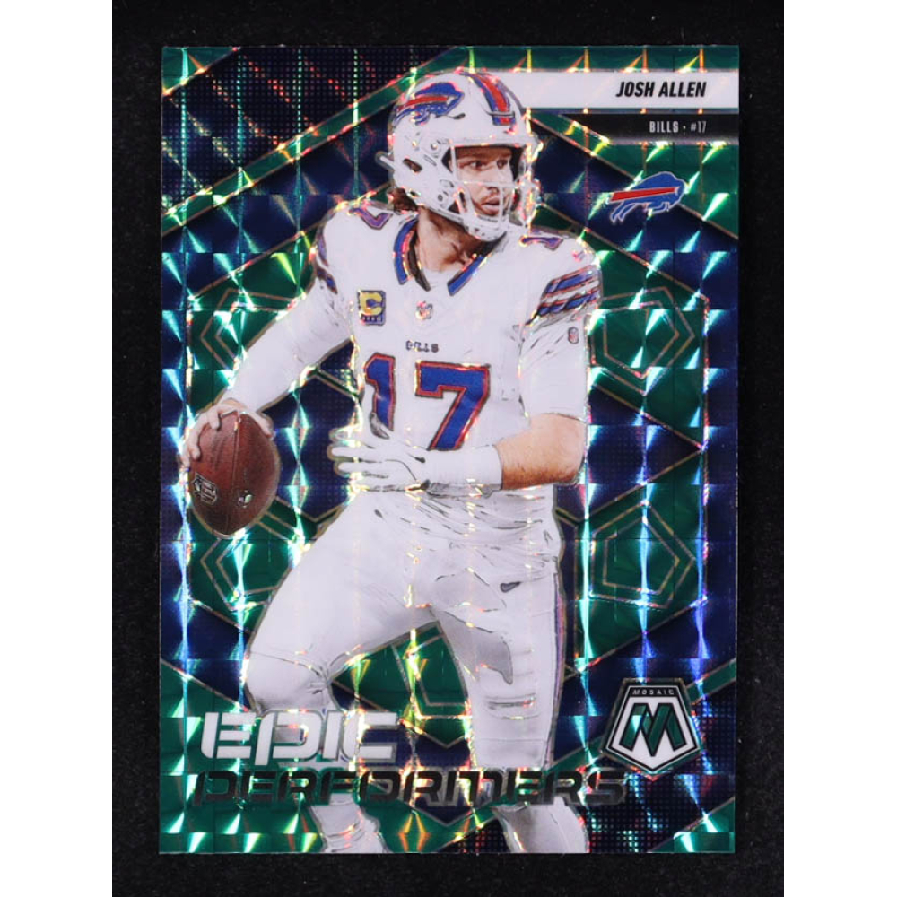 Josh Allen 2025 Panini Mosaic Epic Performers Mosaic Green #9 at PristineAuction.com