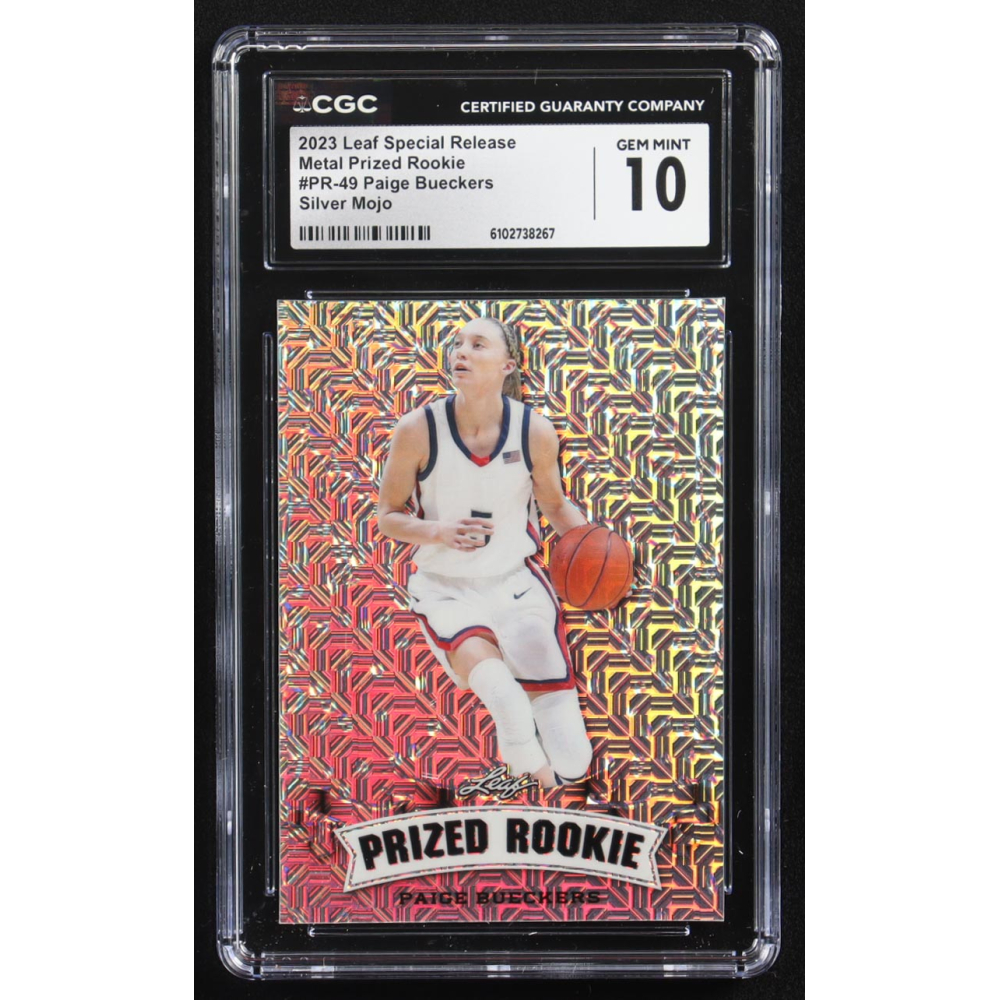 Paige Bueckers 2023 Leaf Metal Special Release Prized Rookie Silver Mojo #PR-49 RC #7/25 (CGC 10) at PristineAuction.com