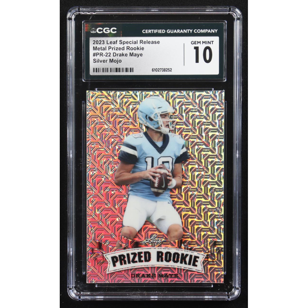 Drake Maye 2023 Leaf Metal Special Release Prized Rookie Silver Mojo #PR-22 RC #3/25 (CGC 10) at PristineAuction.com