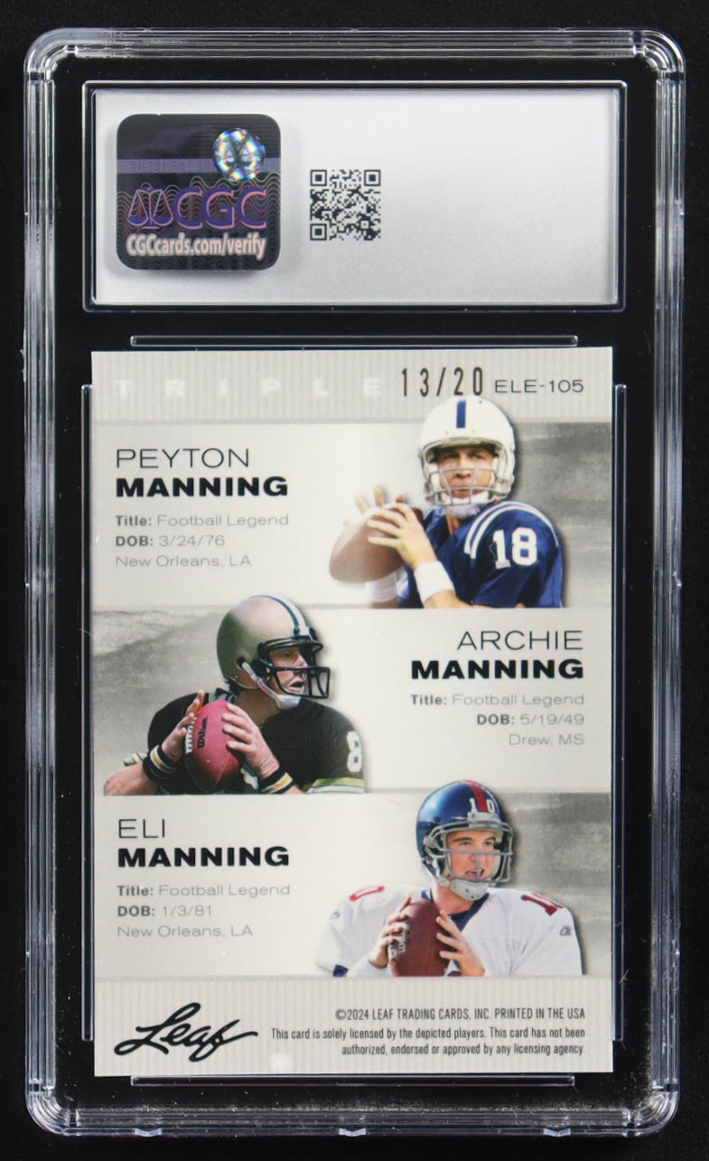 Archie Manning / Peyton Manning / Eli Manning 2024 Leaf Metal Special ...