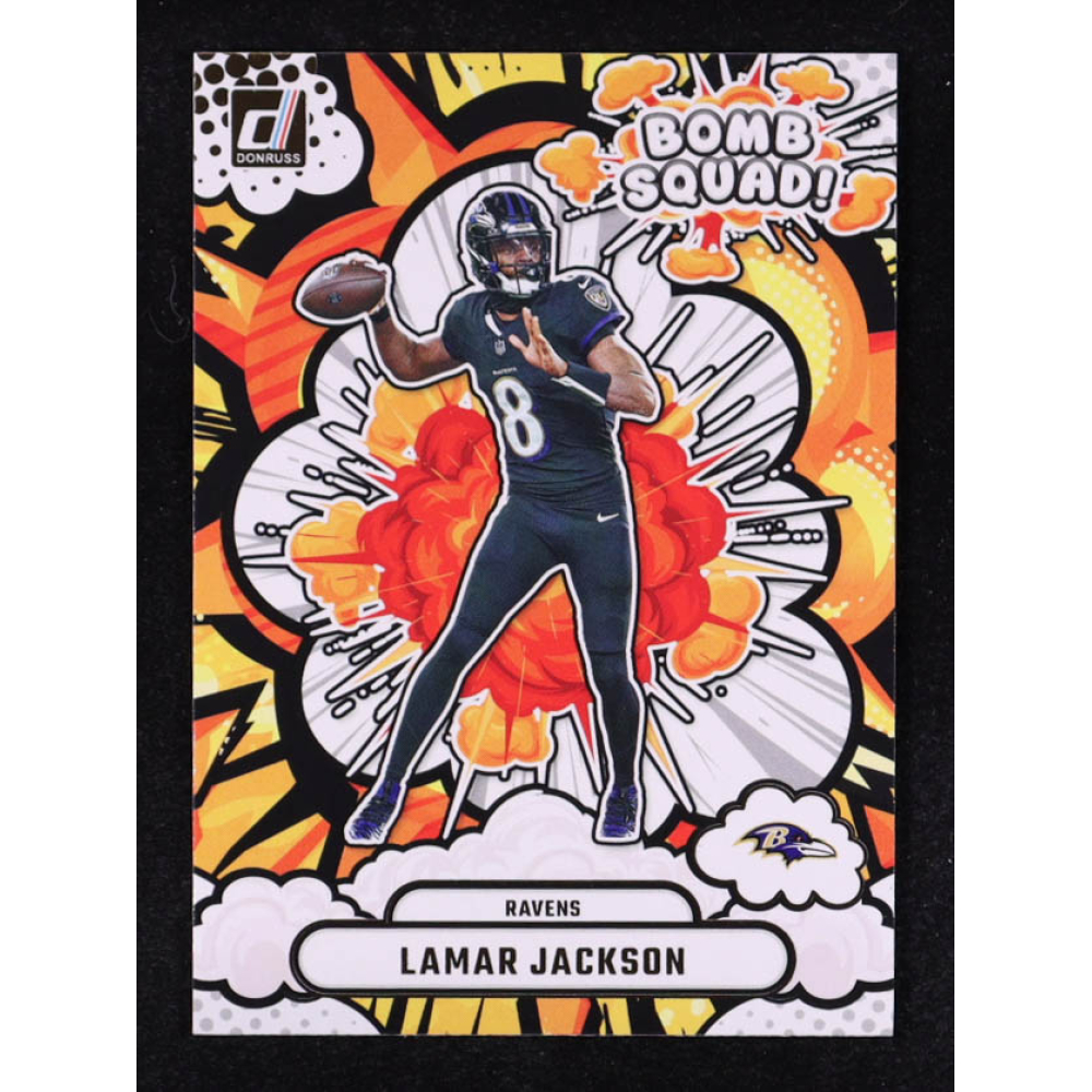 Lamar Jackson 2025 Donruss Bomb Squad #28 at PristineAuction.com
