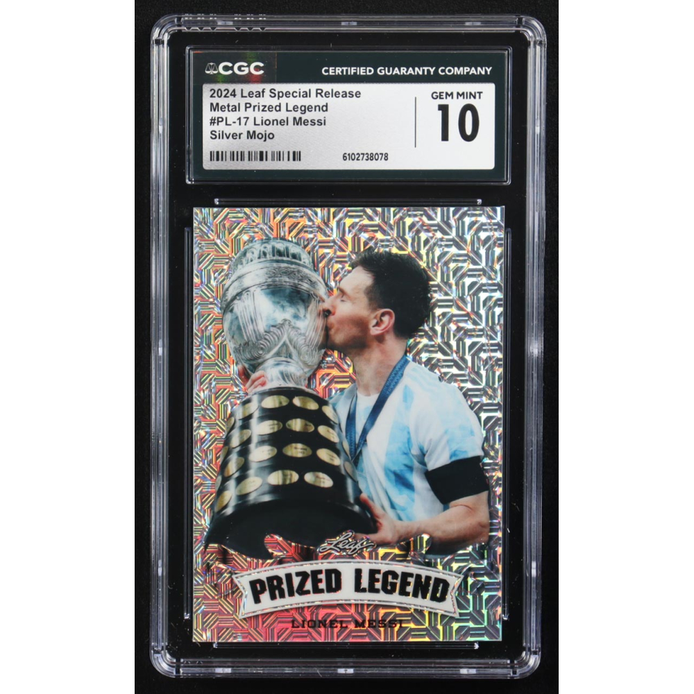 Lionel Messi 2024 Leaf Metal Special Release Prized Legend Silver Mojo #PL-17 #11/25 (CGC 10) at PristineAuction.com