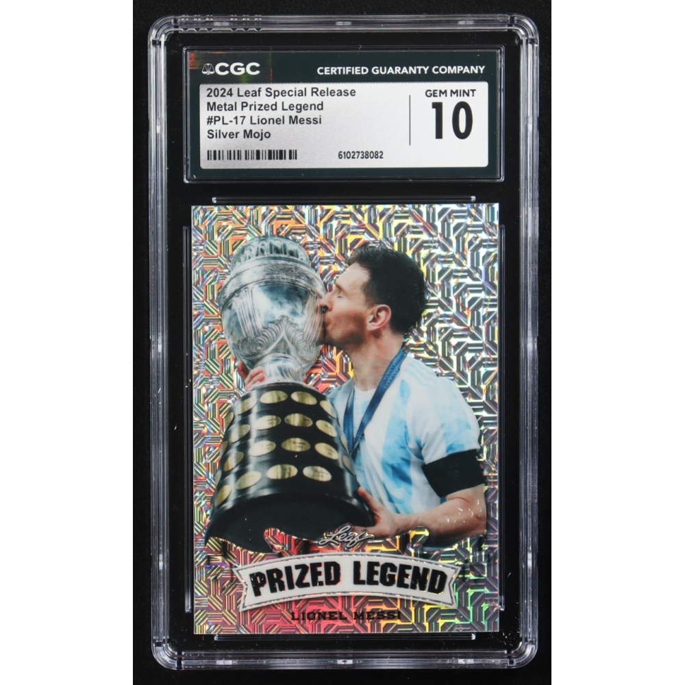 Lionel Messi 2024 Leaf Metal Special Release Prized Legend Silver Mojo #PL-17 #7/25 (CGC 10) at PristineAuction.com