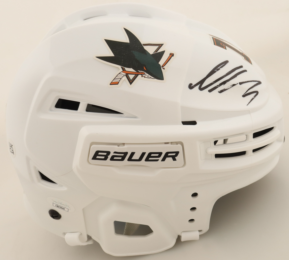 Macklin Celebrini Signed Sharks Full-Size Hockey Helmet (JSA) at PristineAuction.com Macklin Celebrini Signed Sharks Full-Size Hockey Helmet (JSA) at PristineAuction.com