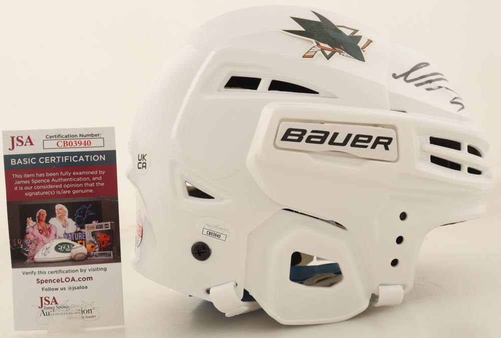 Macklin Celebrini Signed Sharks Full-Size Hockey Helmet (JSA) at PristineAuction.com Macklin Celebrini Signed Sharks Full-Size Hockey Helmet (JSA) at PristineAuction.com