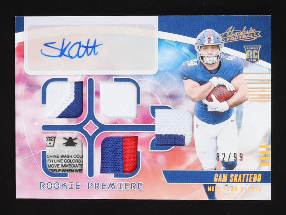 Cam Skattebo 2025 Absolute Rookie Premiere Materials Autographs Five #15 #82/99 RC at PristineAuction.com Cam Skattebo 2025 Absolute Rookie Premiere Materials Autographs Five #15 #82/99 RC at PristineAuction.com