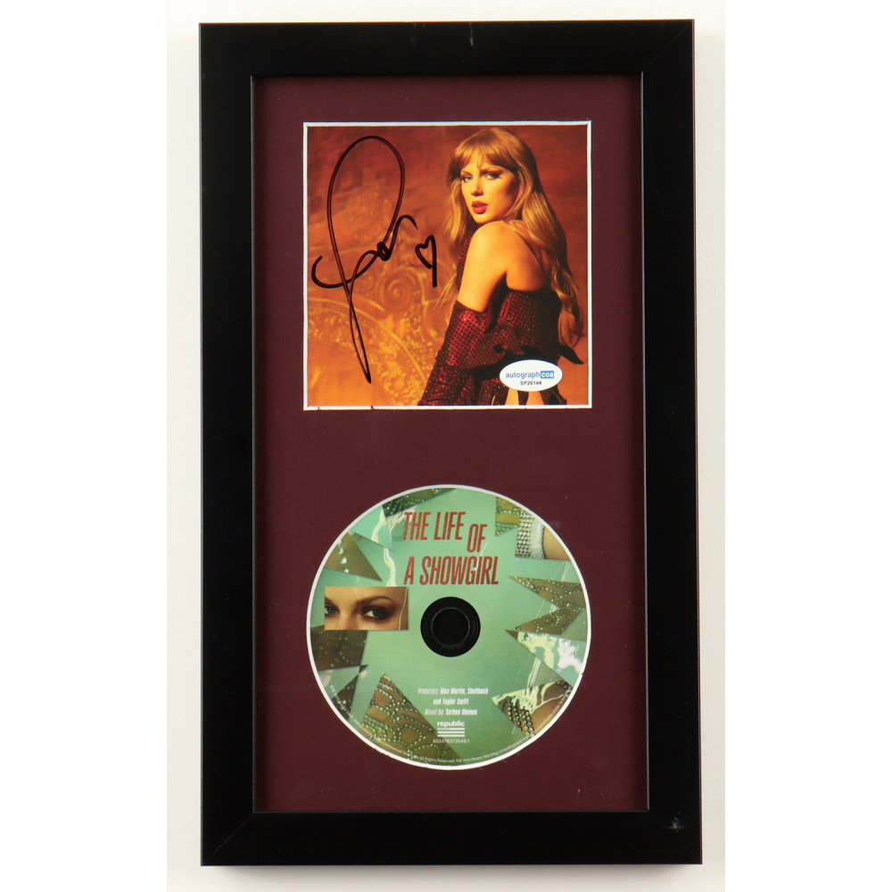Taylor Swift Signed "The Life of a Showgirl" Custom Framed CD Insert Display (ACOA) at PristineAuction.com