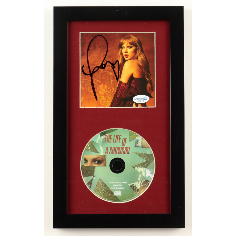 Taylor Swift Signed "The Life of a Showgirl" Custom Framed CD Insert Display (ACOA) at PristineAuction.com
