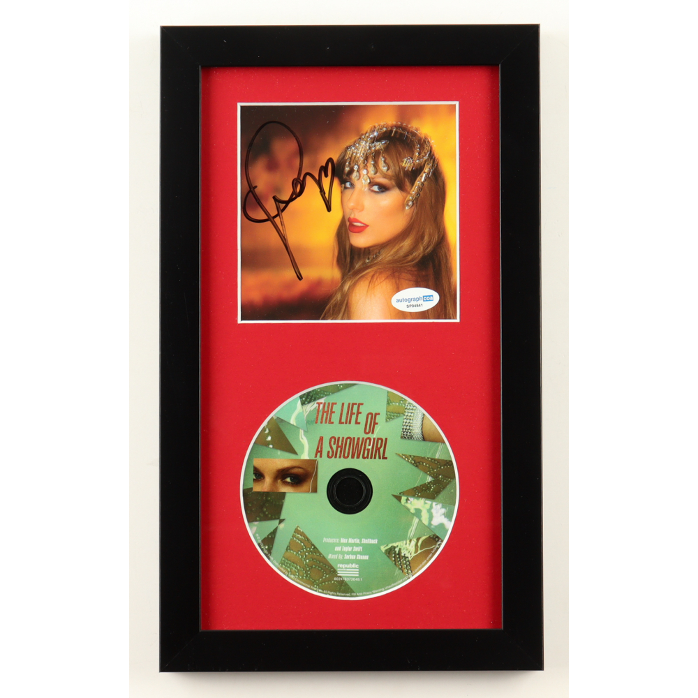 Taylor Swift Signed "The Life of a Showgirl" Custom Framed CD Insert Display (ACOA) at PristineAuction.com