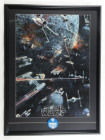 1977 "Star Wars" Custom Framed Promotional Poster Display with Original "May The Force Be With You" Lapel Pin at PristineAuction.com