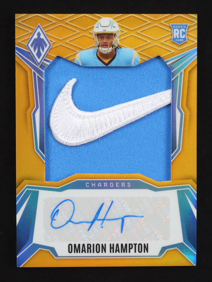 Omarion Hampton 2025 Panini Phoenix Rookie Patch Autographs Gold #24 #02/10 RC at PristineAuction.com Omarion Hampton 2025 Panini Phoenix Rookie Patch Autographs Gold #24 #02/10 RC at PristineAuction.com