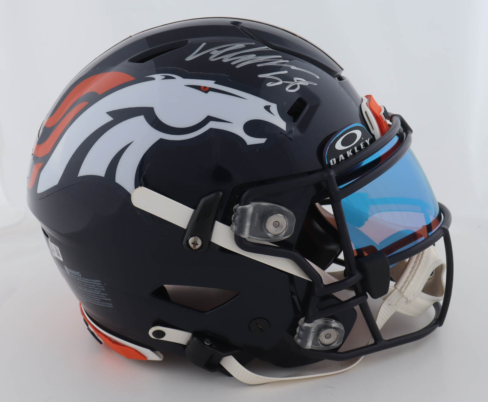 Von Miller Signed Broncos Full-Size Authentic On-Field Speed-Flex Helmet With Oakley Visor (Beckett) at PristineAuction.com Von Miller Signed Broncos Full-Size Authentic On-Field Speed-Flex Helmet With Oakley Visor (Beckett) at PristineAuction.com