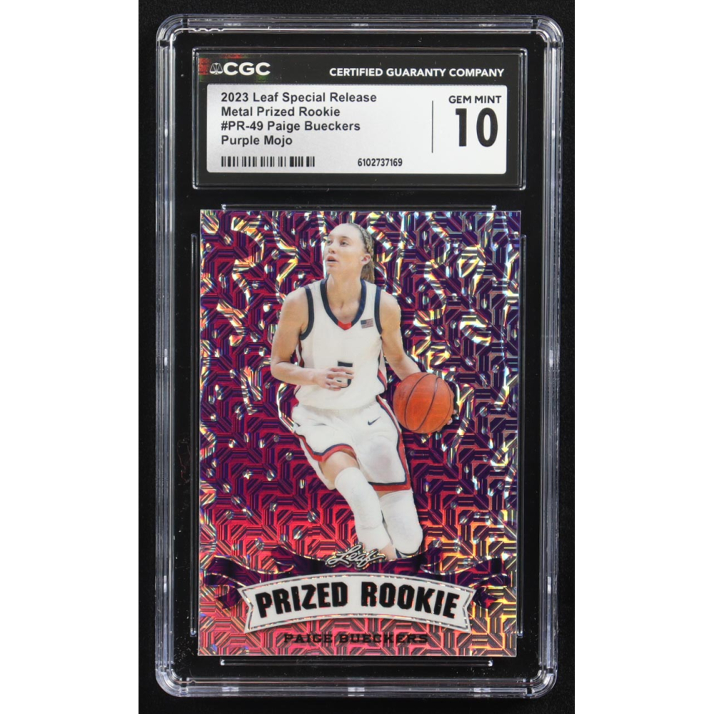 Paige Bueckers 2023 Leaf Metal Special Release Prized Rookie Purple Mojo #PR-49 RC #13/15 (CGC 10) at PristineAuction.com