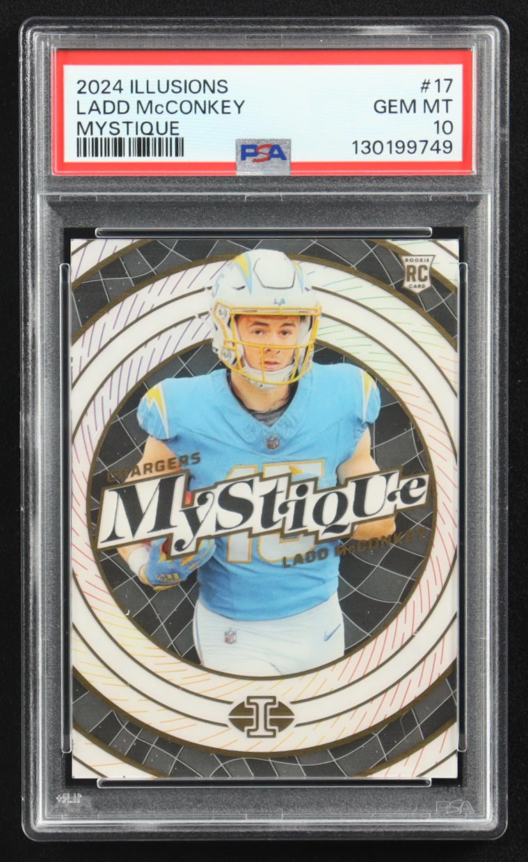 Ladd McConkey 2024 Panini Illusions Mystique #17 RC (PSA 10) at PristineAuction.com Ladd McConkey 2024 Panini Illusions Mystique #17 RC (PSA 10) at PristineAuction.com