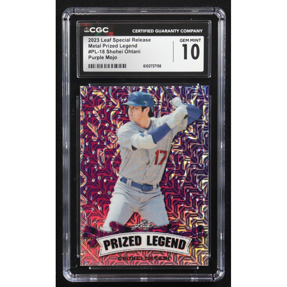 Shohei Ohtani 2023 Leaf Metal Special Release Prized Legend Purple Mojo #PL-18 #1/15 (CGC 10) at PristineAuction.com