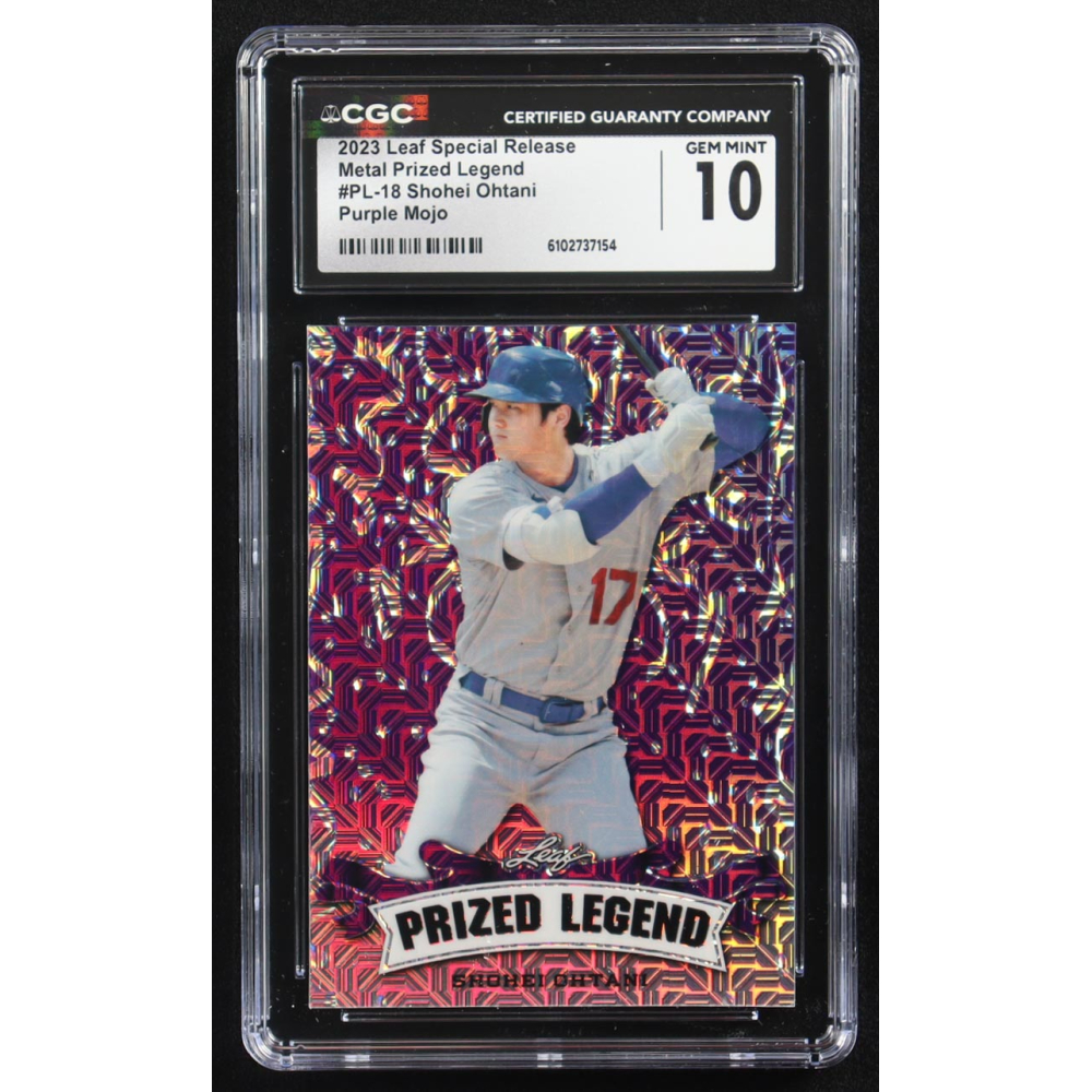 Shohei Ohtani 2023 Leaf Metal Special Release Prized Legend Purple Mojo #PL-18 #15/15 (CGC 10) at PristineAuction.com