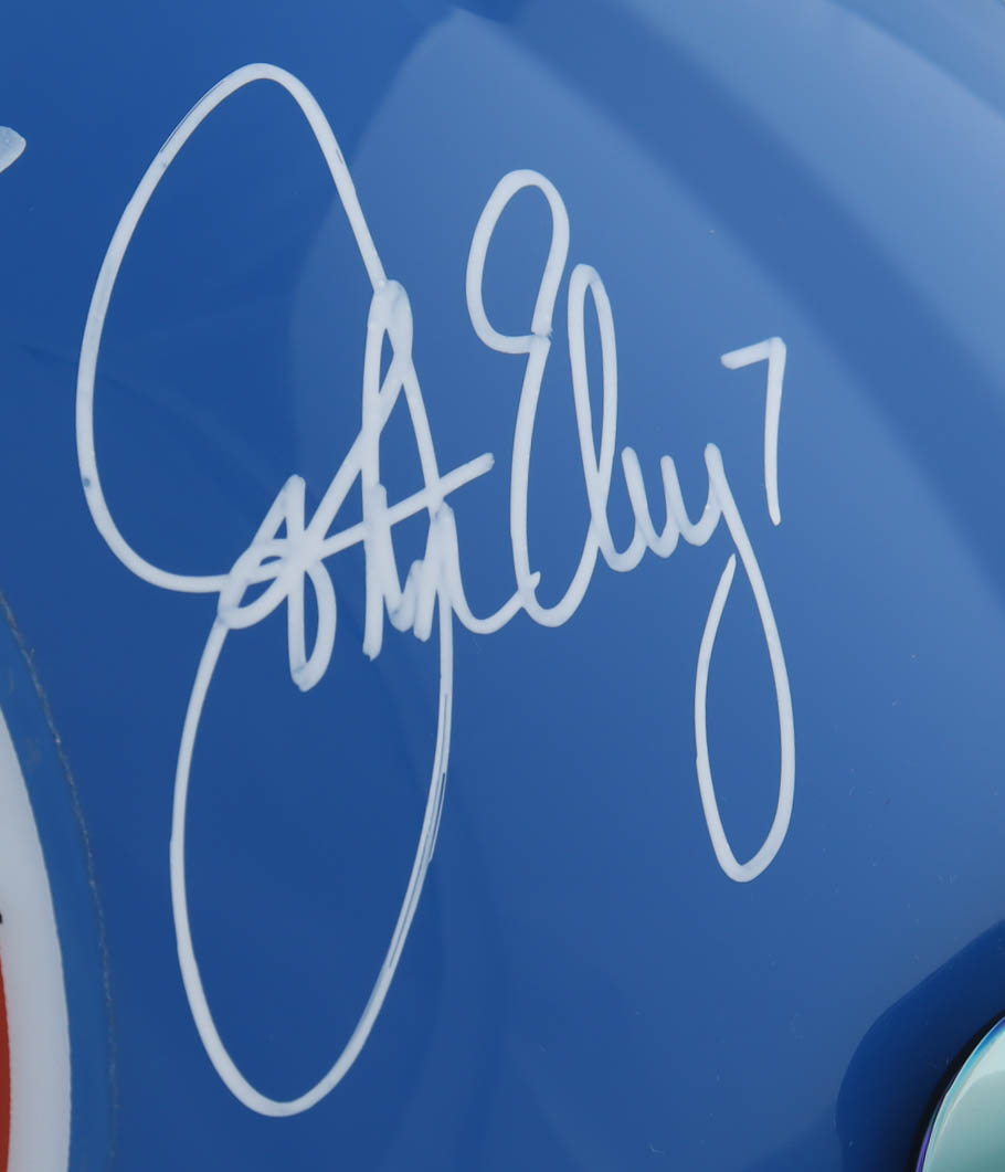 John Elway & Terrell Davis Signed Broncos Full-Size Authentic On-Field Throwback Speed Helmet Inscribed "2x SB Champ" & "98 NFL MVP" (Beckett & Radtke) at PristineAuction.com John Elway & Terrell Davis Signed Broncos Full-Size Authentic On-Field Throwback Speed Helmet Inscribed "2x SB Champ" & "98 NFL MVP" (Beckett & Radtke) at PristineAuction.com