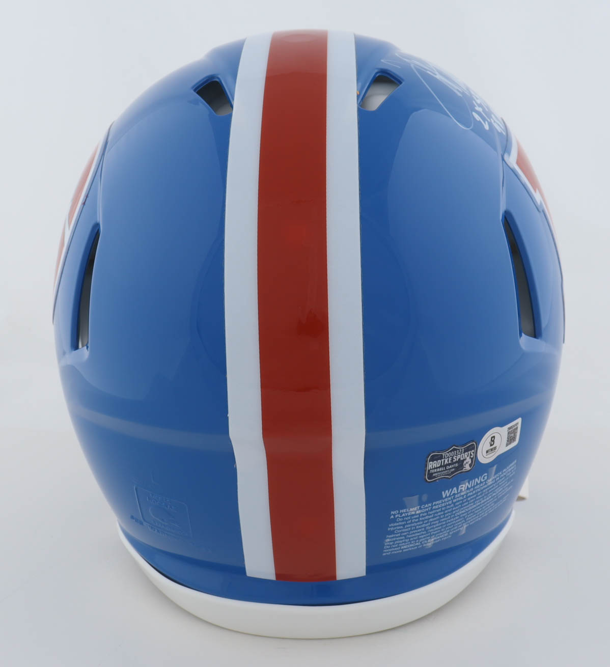 John Elway & Terrell Davis Signed Broncos Full-Size Authentic On-Field Throwback Speed Helmet Inscribed "2x SB Champ" & "98 NFL MVP" (Beckett & Radtke) at PristineAuction.com John Elway & Terrell Davis Signed Broncos Full-Size Authentic On-Field Throwback Speed Helmet Inscribed "2x SB Champ" & "98 NFL MVP" (Beckett & Radtke) at PristineAuction.com