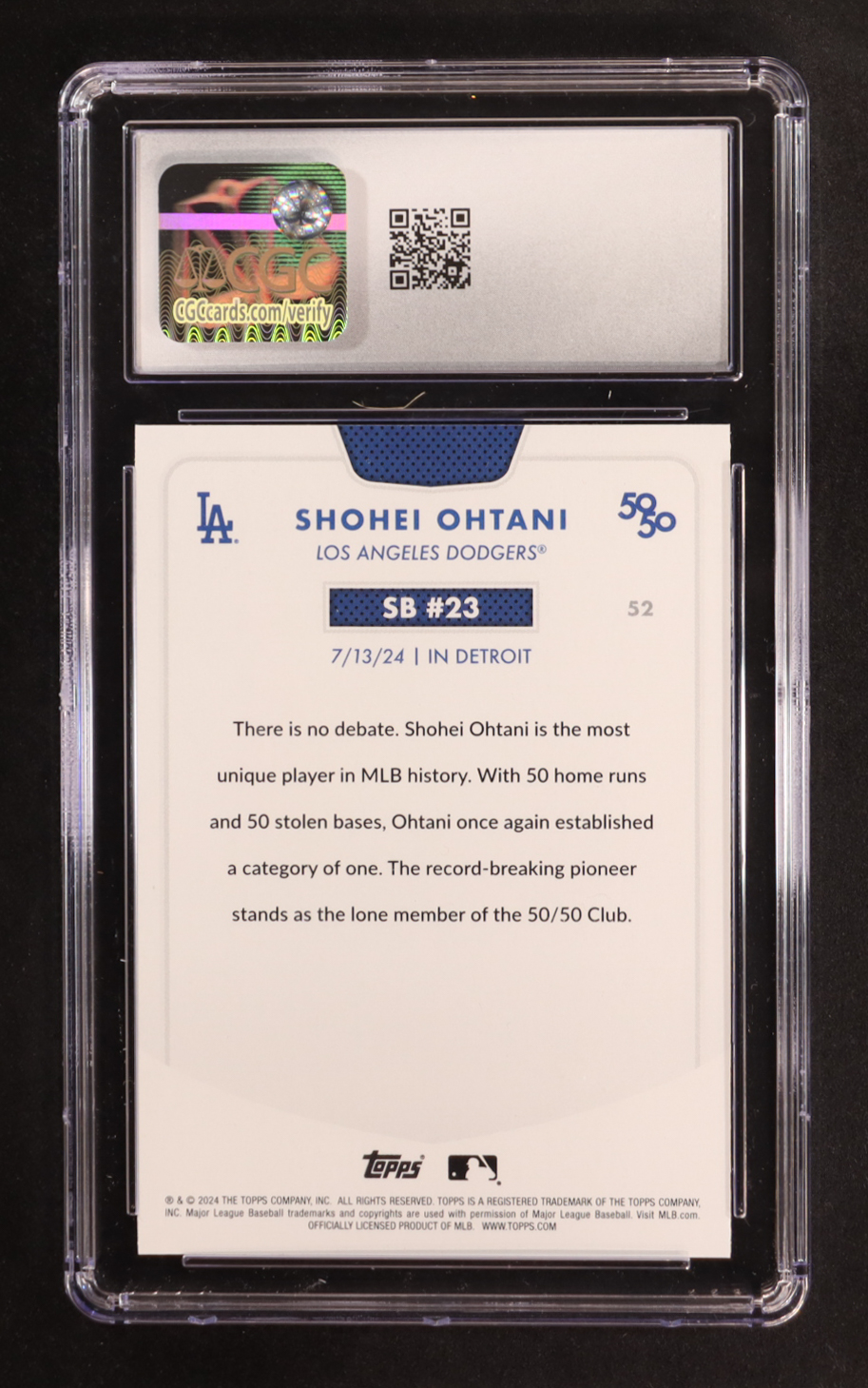 Shohei Ohtani 2024 Topps 50/50 Ohtani #52 (CGC 10) at PristineAuction.com Shohei Ohtani 2024 Topps 50/50 Ohtani #52 (CGC 10) at PristineAuction.com