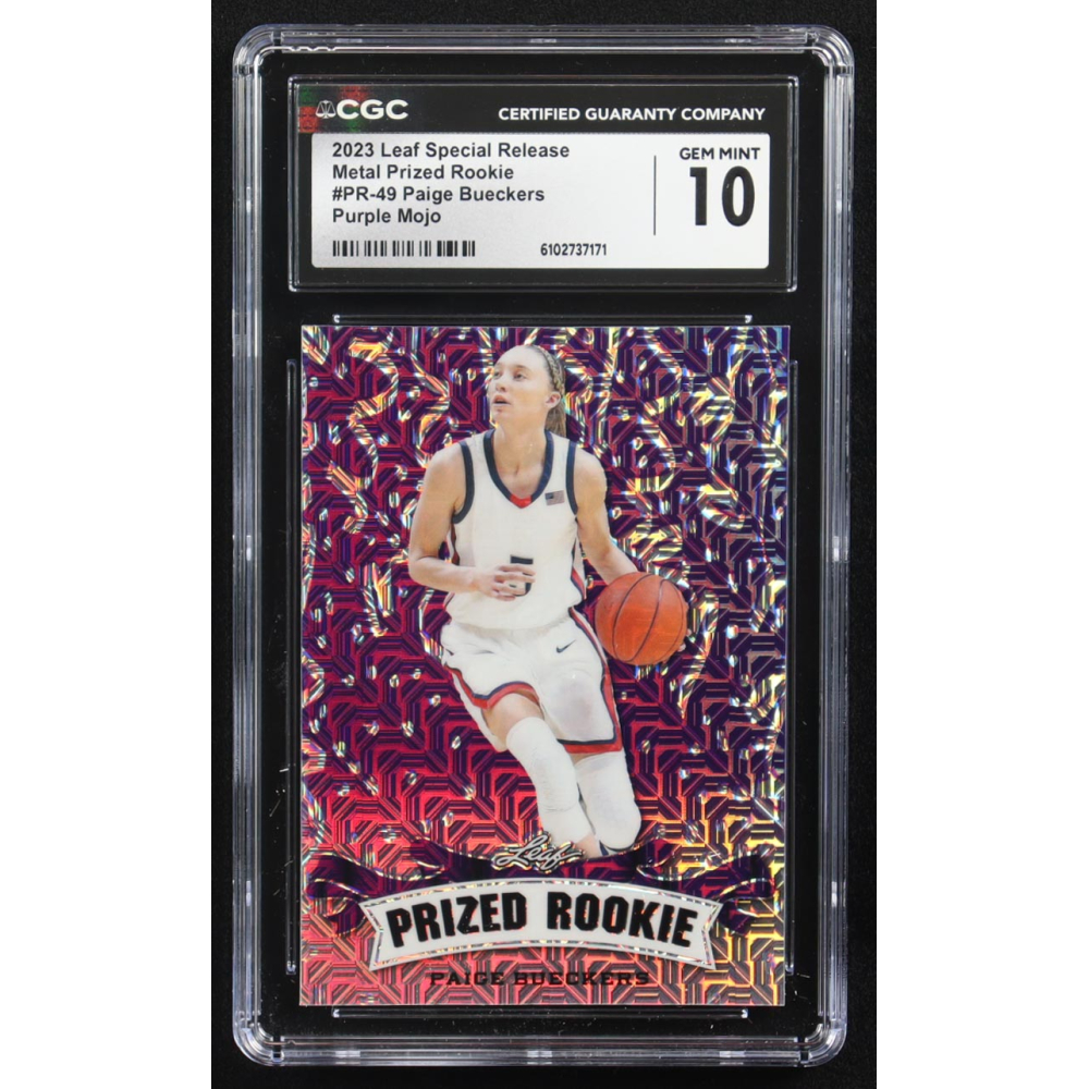 Paige Bueckers 2023 Leaf Metal Special Release Prized Rookie Purple Mojo #PR-49 RC #12/15 (CGC 10) at PristineAuction.com