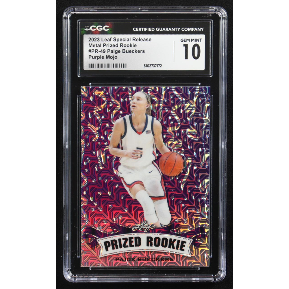 Paige Bueckers 2023 Leaf Metal Special Release Prized Rookie Purple Mojo #PR-49 RC #11/15 (CGC 10) at PristineAuction.com