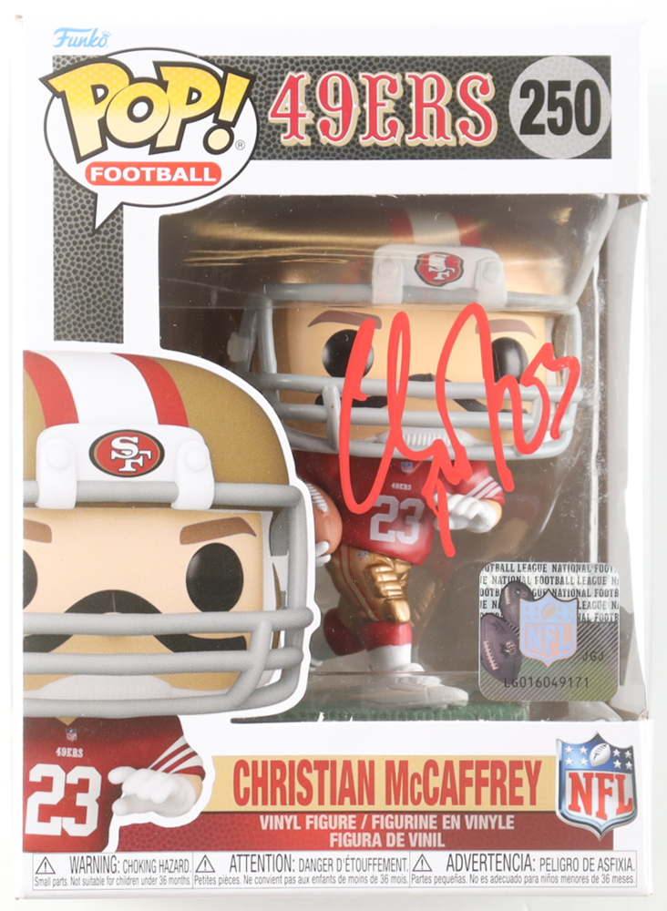 Christian McCaffrey Signed "49ers" #250 Funko Pop! Vinyl Figure (Fanatics) at PristineAuction.com Christian McCaffrey Signed "49ers" #250 Funko Pop! Vinyl Figure (Fanatics) at PristineAuction.com