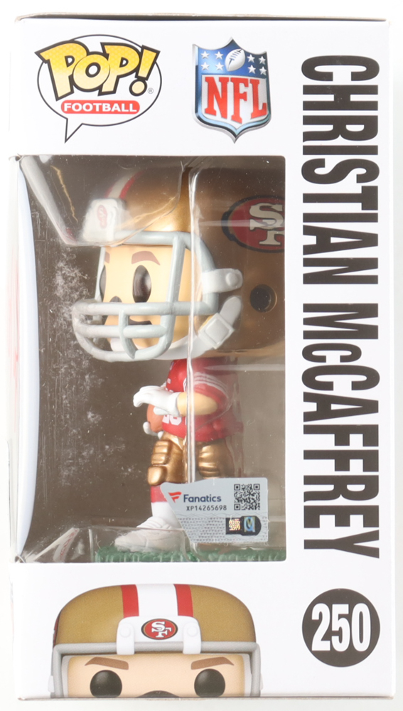 Christian McCaffrey Signed "49ers" #250 Funko Pop! Vinyl Figure (Fanatics) at PristineAuction.com Christian McCaffrey Signed "49ers" #250 Funko Pop! Vinyl Figure (Fanatics) at PristineAuction.com