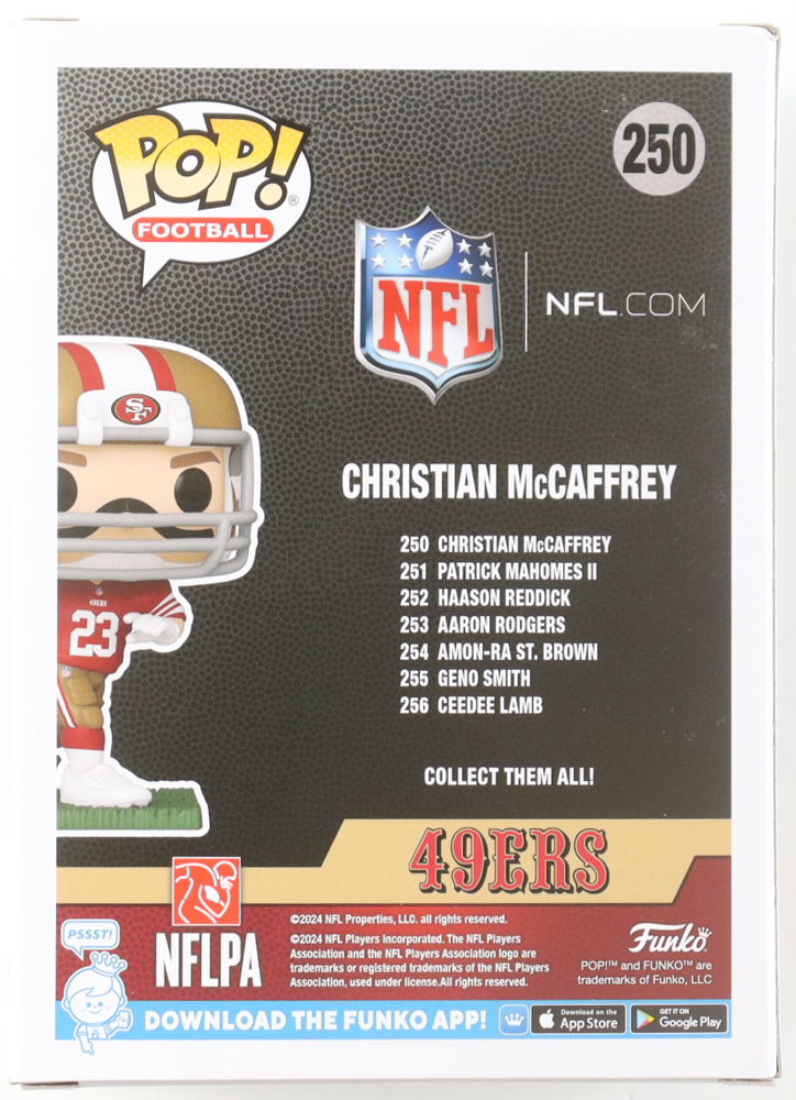 Christian McCaffrey Signed "49ers" #250 Funko Pop! Vinyl Figure (Fanatics) at PristineAuction.com Christian McCaffrey Signed "49ers" #250 Funko Pop! Vinyl Figure (Fanatics) at PristineAuction.com