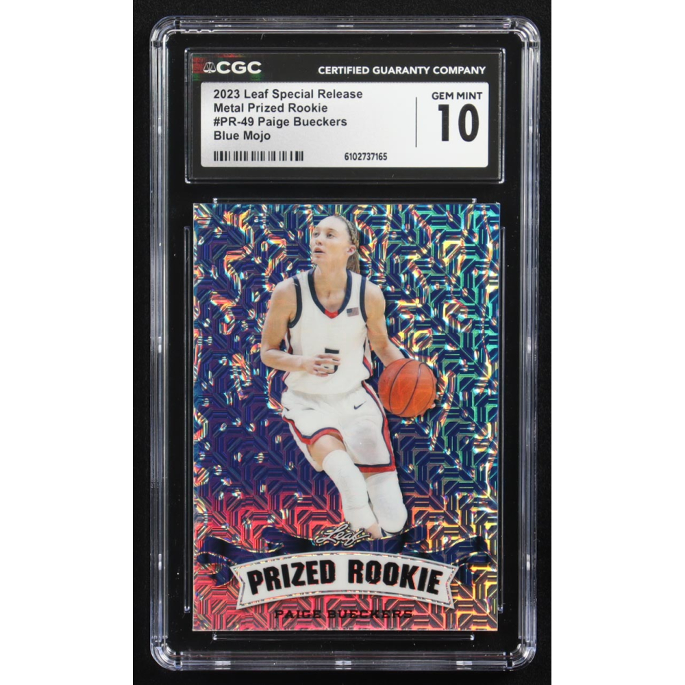 Paige Bueckers 2023 Leaf Metal Special Release Prized Rookie Blue Mojo #PR-49 RC #6/20 (CGC 10) at PristineAuction.com
