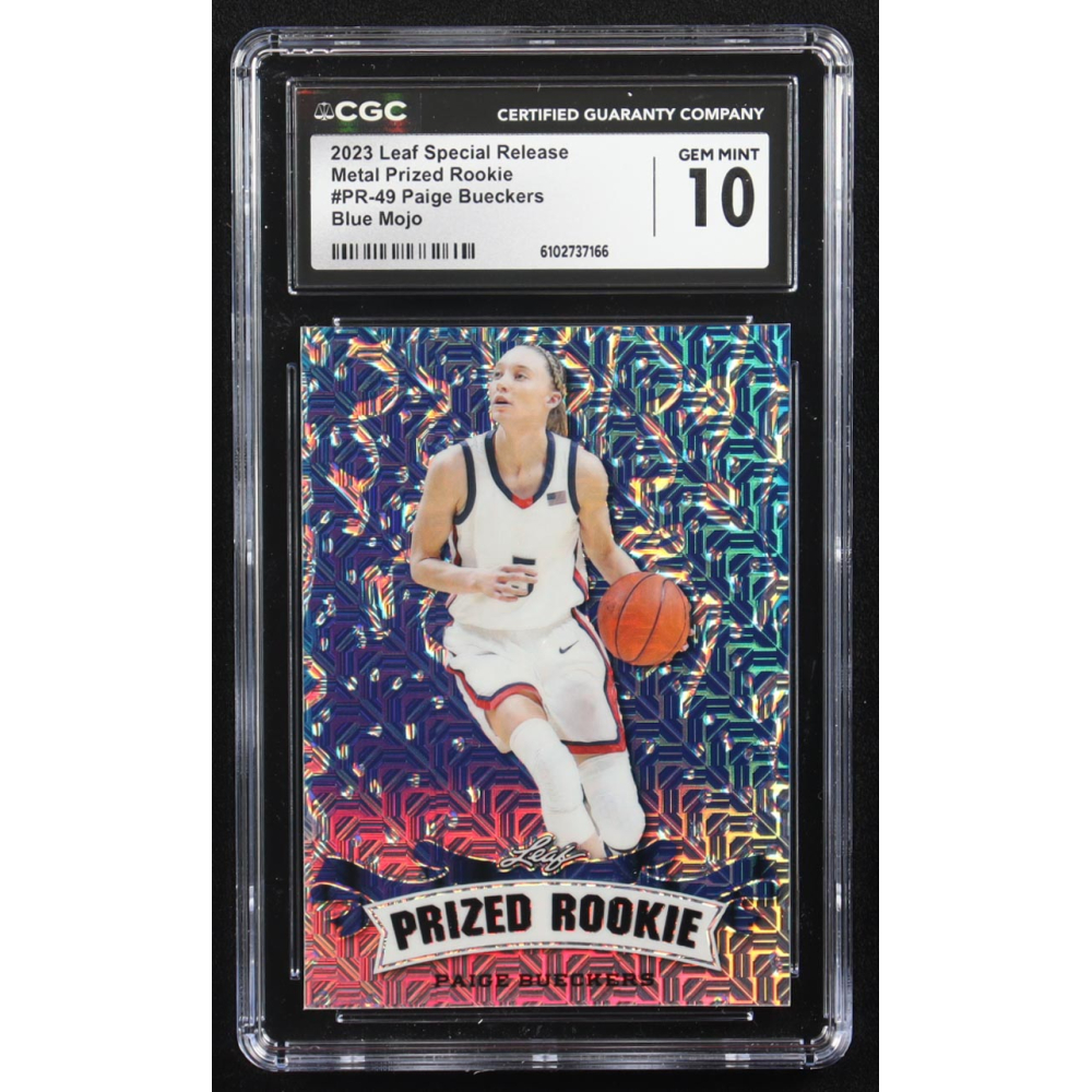Paige Bueckers 2023 Leaf Metal Special Release Prized Rookie Blue Mojo #PR-49 RC #5/20 (CGC 10) at PristineAuction.com