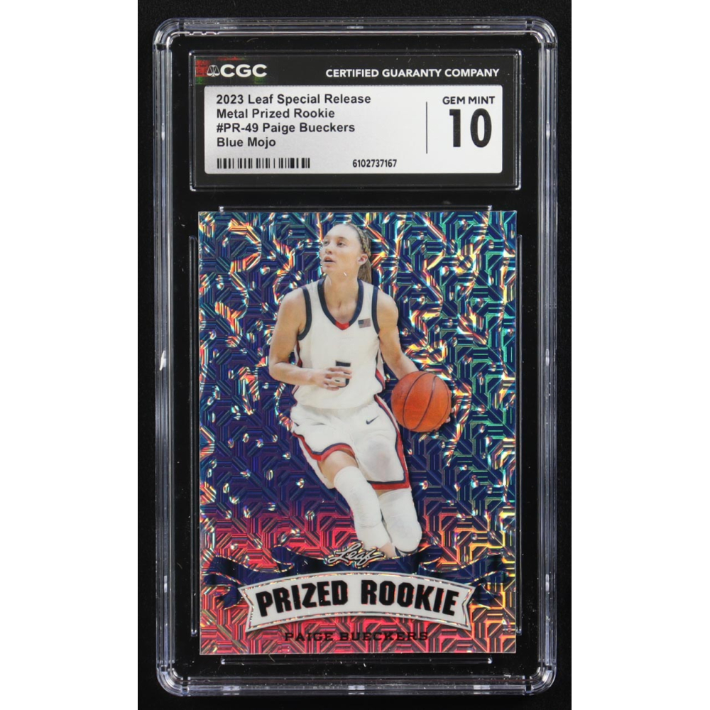 Paige Bueckers 2023 Leaf Metal Special Release Prized Rookie Blue Mojo #PR-49 RC #3/20 (CGC 10) at PristineAuction.com