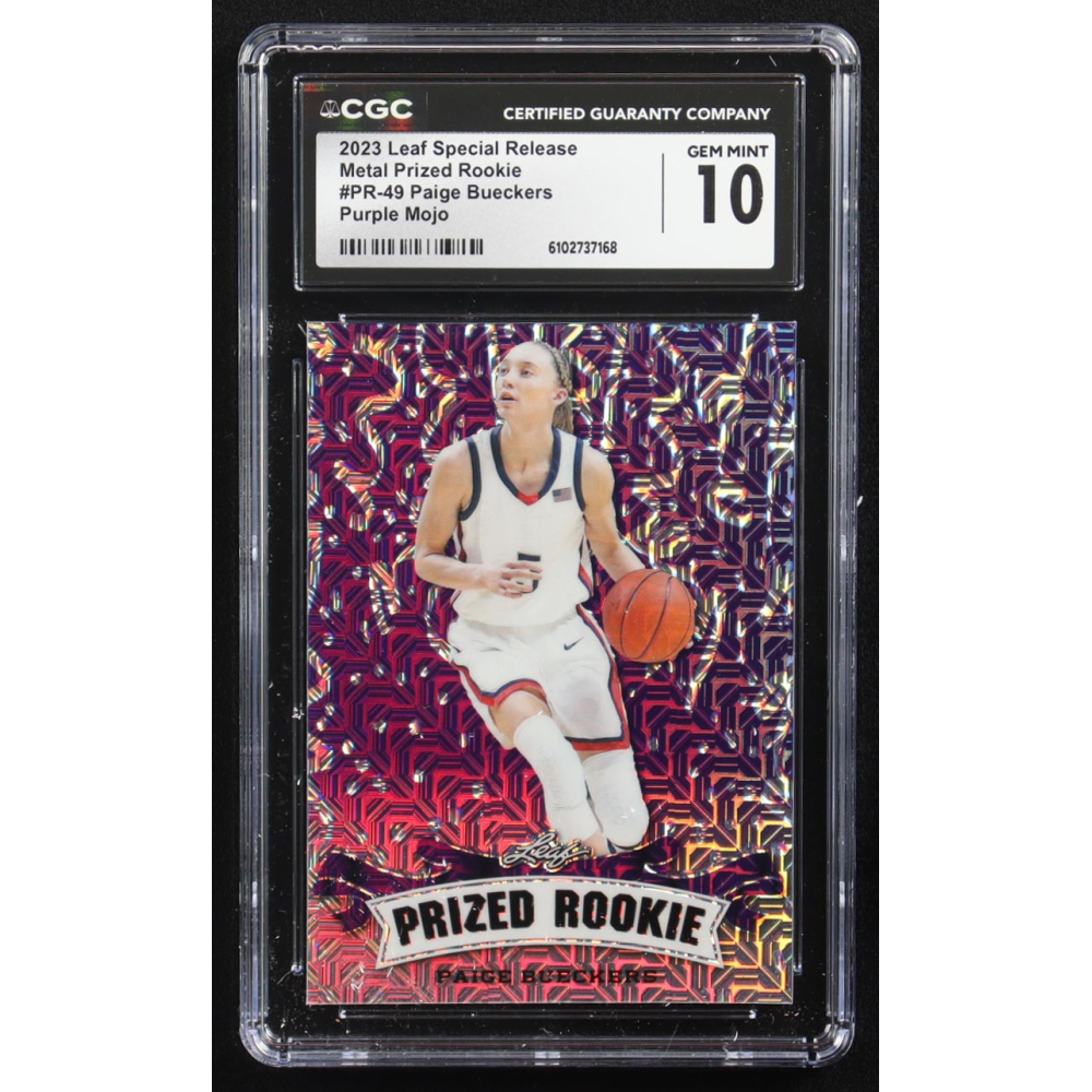 Paige Bueckers 2023 Leaf Metal Special Release Prized Rookie Purple Mojo #PR-49 RC #15/15 (CGC 10) at PristineAuction.com