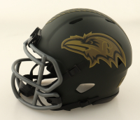 Zay Flowers Signed Ravens Salute To Service Alternate Speed Mini Helmet (Beckett) at PristineAuction.com
