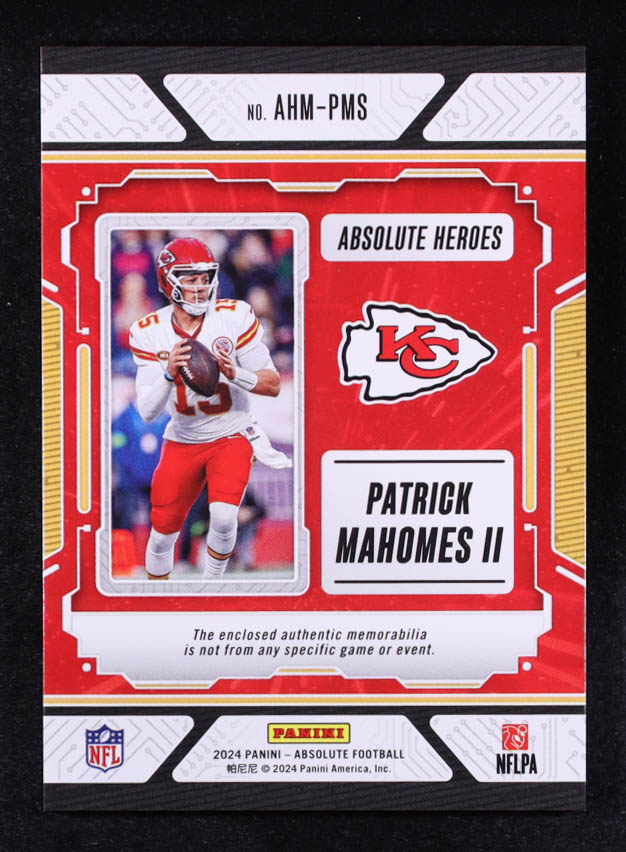 Patrick Mahomes II 2024 Absolute Absolute Heroes Memorabilia #18 #120/250 at PristineAuction.com Patrick Mahomes II 2024 Absolute Absolute Heroes Memorabilia #18 #120/250 at PristineAuction.com