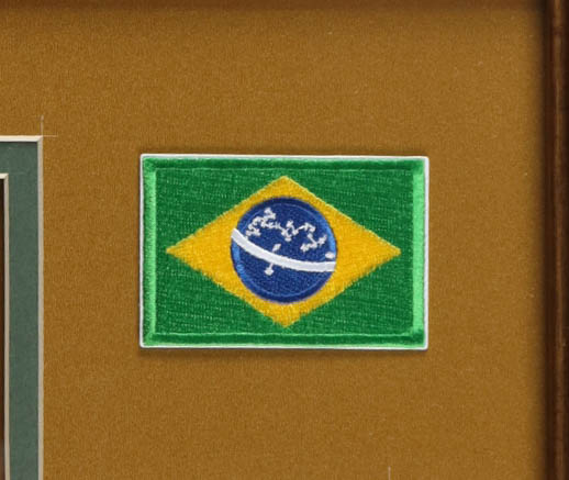 Pele Signed Custom Framed Jersey Display with Stat Plaque & Mini World Cup Trophy (PSA) at PristineAuction.com Pele Signed Custom Framed Jersey Display with Stat Plaque & Mini World Cup Trophy (PSA) at PristineAuction.com