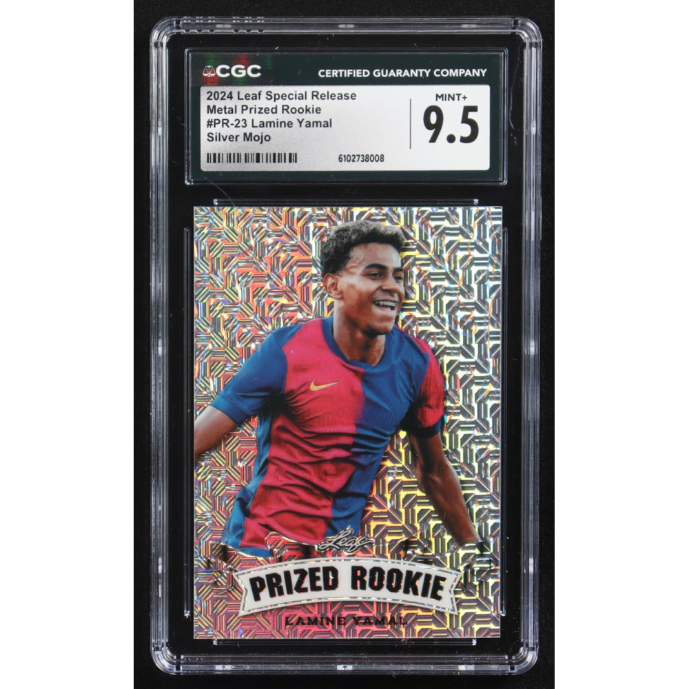 Lamine Yamal 2024 Leaf Metal Special Release Prized Rookie Silver Mojo #PR-23 RC #19/25 (CGC 9.5) at PristineAuction.com