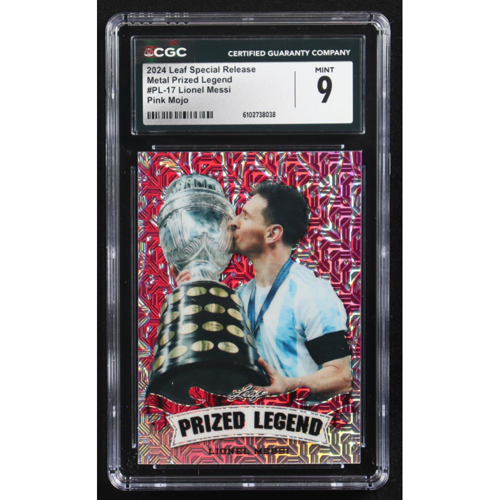 Lionel Messi 2024 Leaf Metal Special Release Prized Legend Pink Mojo #PL-17 #1/10 (CGC 9) at PristineAuction.com