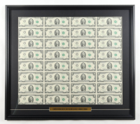 2013 U.S. $2 Dollar Bill Custom Framed Uncut Sheet Of (32) Bills with Title Plaque at PristineAuction.com