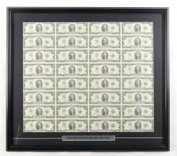 2013 U.S. $2 Dollar Bill Custom Framed Uncut Sheet Of (32) Bills with Title Plaque at PristineAuction.com