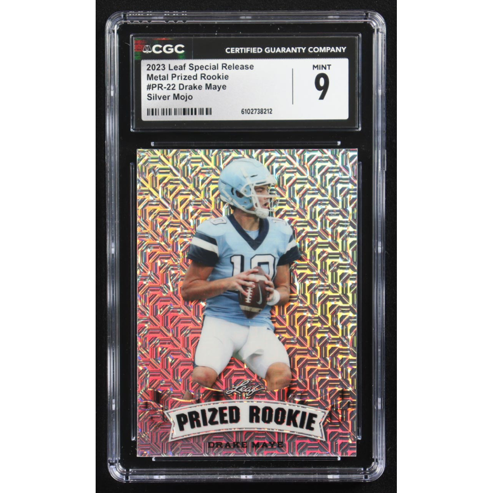 Drake Maye 2023 Leaf Metal Special Release Prized Rookie Silver Mojo #PR-22 RC #10/25 (CGC 9) at PristineAuction.com