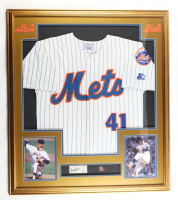 Tom Seaver Signed Custom Framed Cut Display with Jersey & HOF Induction Pin (PSA) at PristineAuction.com