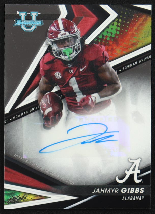 Jahmyr Gibbs 2022 Bowman's Best University Best of '22 Autographs #BAJG RC at PristineAuction.com Jahmyr Gibbs 2022 Bowman's Best University Best of '22 Autographs #BAJG RC at PristineAuction.com