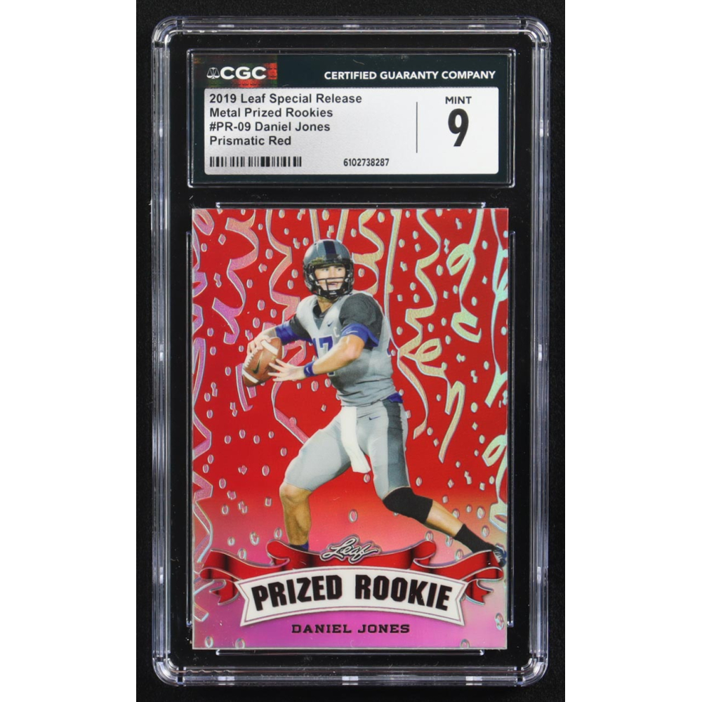 Daniel Jones 2019 Leaf Special Release Metal Prized Rookie Prismatic Red #PR-09 RC #2/2 (CGC 9) at PristineAuction.com