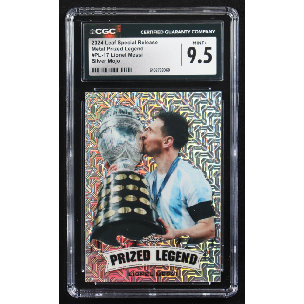 Lionel Messi 2024 Leaf Metal Special Release Prized Legend Silver Mojo #PL-17 #20/25 (CGC 9.5) at PristineAuction.com